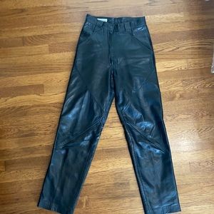 Vintage real leather high waist pants